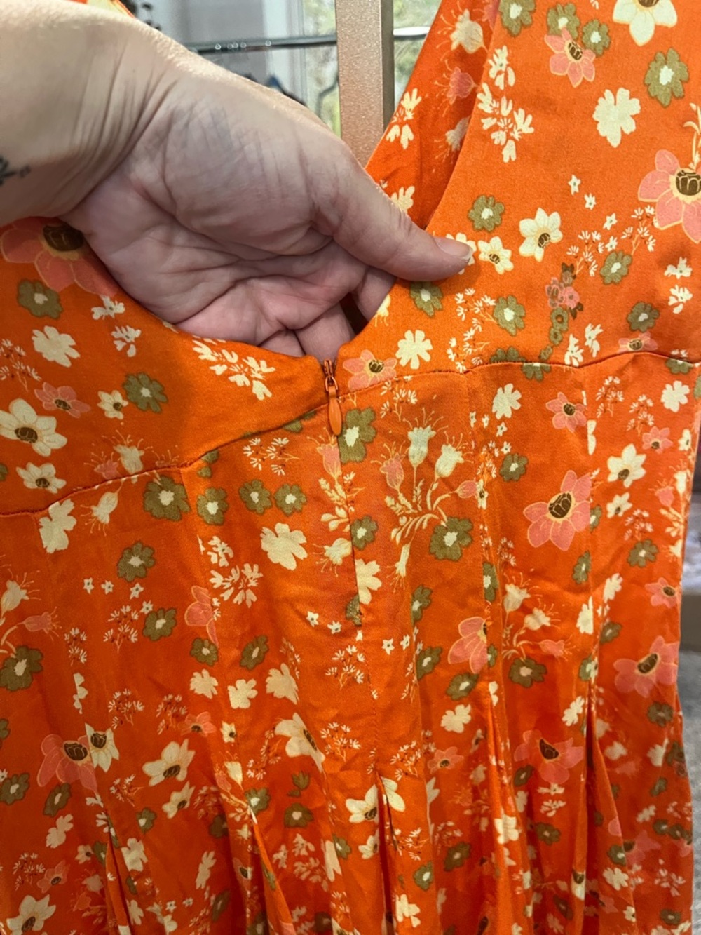 Free People Orange Floral Tie-Front Mini Dress - Picture 6 of 6